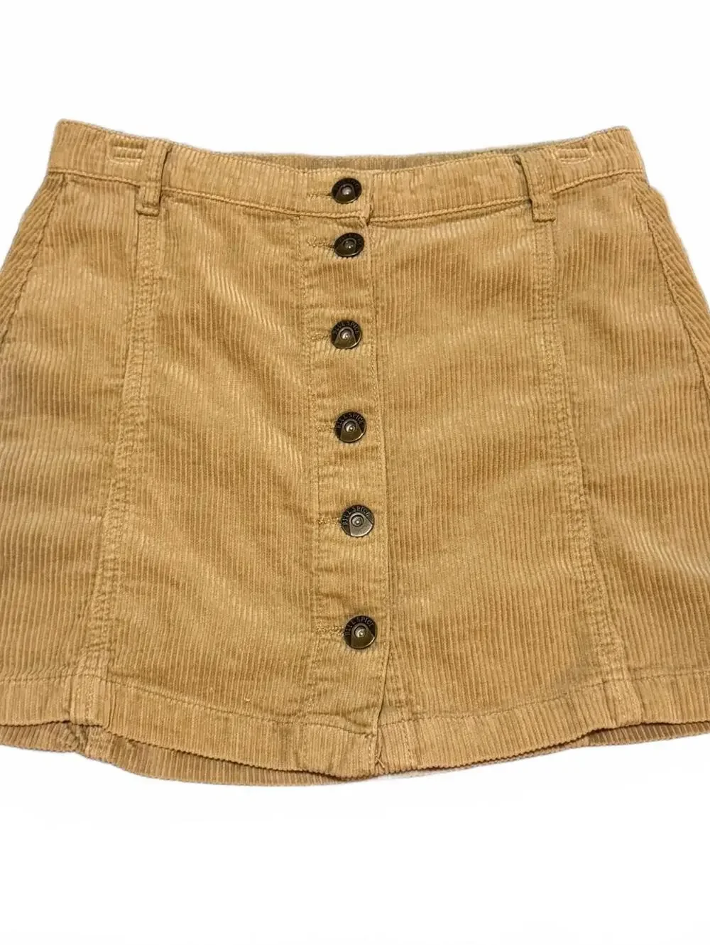 Blue Spice Size 3 Tan Corduroy Button Front Mini Skirt Y2K 100% Cotton